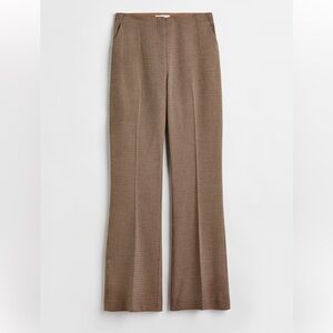 H&M High Waisted Flared Trousers - Brown Houndstooth Plaid - Size 4